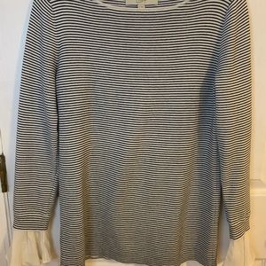 LOFT Striped Sweater with Flutter Cuffs